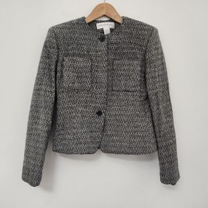 JONES NEW YORK Women's Gray Herringbone Wool Blazer Jacket Size 6